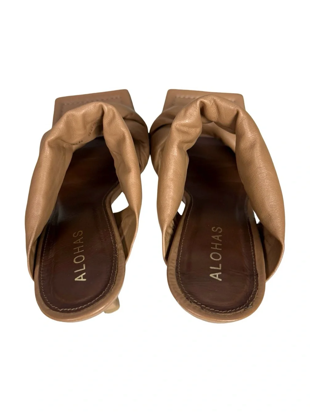 Alohas Natasha Puffy Mule Heels in camel/nude Leather Size 39